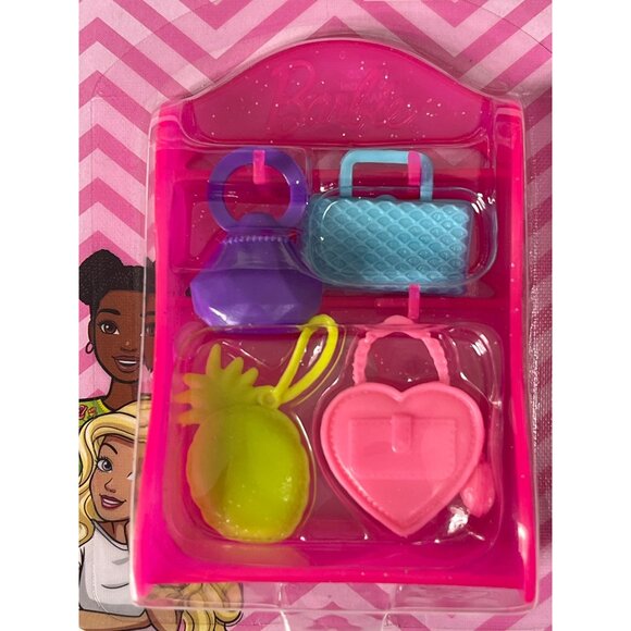 Barbie Purse Pack Accessory Set – 4 Doll Bags w/ Heart & Pineapple NWT - Picture 4 of 5